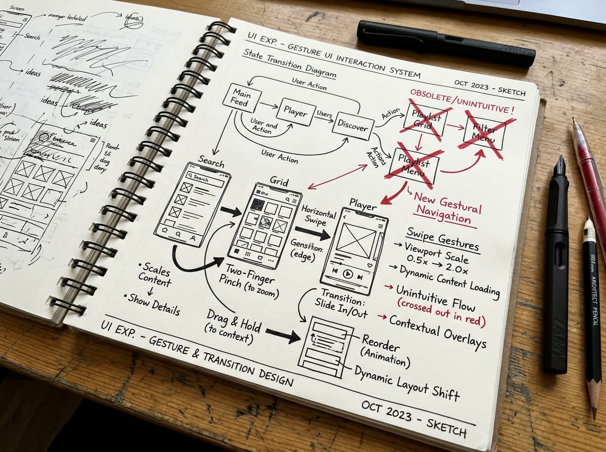 ROUGH UI SCHEMATIC & GESTURE SYSTEM